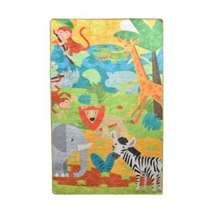 Covor antiderapant pentru copii Chilai Animals, 100 x 160 cm