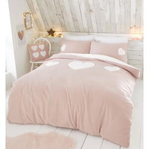 Lenjerie de pat din fleece Catherine Lansfield Heart, 135 x 200 cm, roz