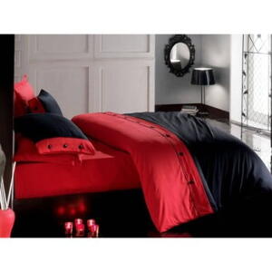 Lenjerie de pat cu cearșaf din bumbac satinat pentru pat dubluPremium, 200 x 220 cm