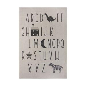 Covor copii Ragami Letters, 200 x 290 cm, negru - gri