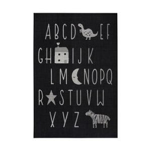 Covor copii Ragami Letters, 80 x 150 cm, negru