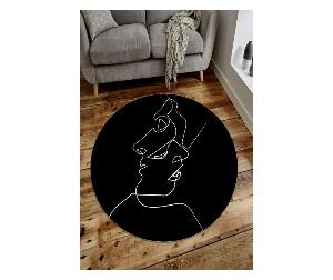 Covor Drawing Face Model Oval 100x100 cm - Rizzoli, Negru