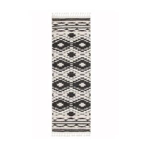 Covor Asiatic Carpets Taza, 80 x 240 cm, alb-negru