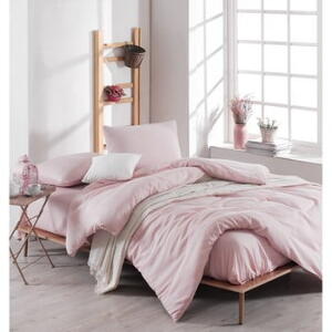 Lenjerie de pat cu cearșaf Meruna, 200 x 220 cm, roz deschis