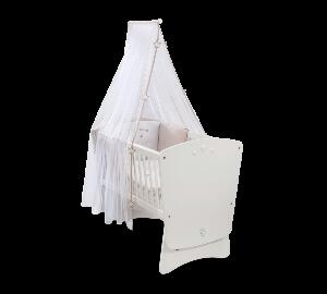 Patut din pal cu sistem de leganare, pentru bebe Baby Cotton White, 90 x 45 cm