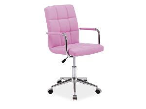 Scaun de birou pentru copii, tapitat cu piele ecologica Q-022 Pink, l45xA40xH87-97 cm