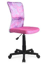 Scaun de birou pentru copii, tapitat cu stofa Dingo Pink, l48xA56xH86-98 cm