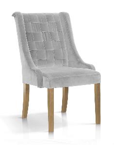 Scaun tapitat cu stofa, cu picioare din lemn Prince Velvet Argintiu / Stejar, l55xA70xH105 cm