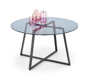 Masa de cafea din sticla si metal Zelda Negru, Ø80xH45 cm