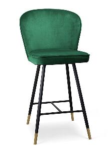 Scaun de bar tapitat cu stofa, cu picioare metalice Aine Verde / Negru / Auriu, l50xA53xH106 cm