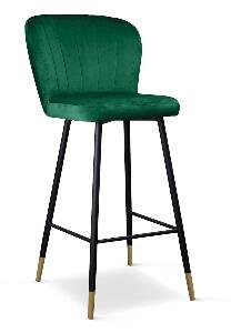 Scaun de bar tapitat cu stofa, cu picioare metalice Shelly Verde / Negru / Auriu, l50xA53xH106 cm