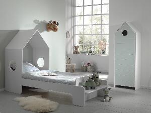 Set Mobila dormitor din MDF, pentru copii 2 piese Casami Verde Mint / Alb, 200 x 90 cm