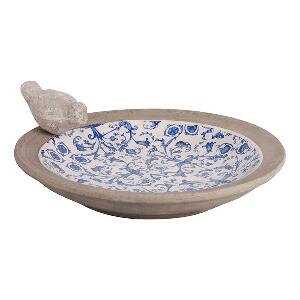 Hranitoare pentru pasari, din ceramica, Aged Gri / Albastru, Ø33,5xH10,8 cm