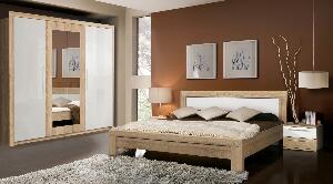 Set Mobila Dormitor din pal, 4 piese Jelte Stejar Sonoma / Alb-200 x 160 cm