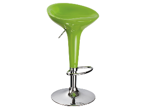 Scaun de bar din plastic, cu picior metalic A-148 Green, l34xA29xH68-88 cm