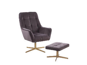 Fotoliu cu scaun pentru picioare Molle, gri/maro, 60 x 82 x 104 cm