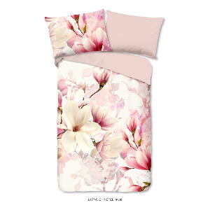 Lenjerie de pat din flanelă Good Morning Christel, 140 x 200 cm, roz-alb