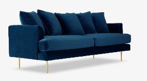 Canapea fixa tapitata cu stofa, 3 locuri Alicia Velvet Blue, l218,5xA91,5xH89 cm