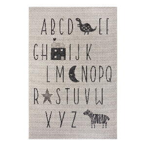 Covor copii Ragami Letters, 80 x 150 cm, negru - gri