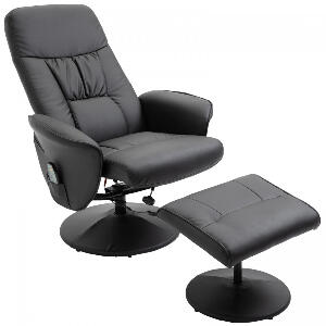 Fotoliu reclinabil Antoinet, cu masaj si scaun pentru picioare, negru, 81 x 81 x 105 cm