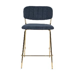 Set 2 scaune de bar cu picioare aurii White Label Jolien, înălțime 89 cm, albastru închis