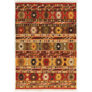 Covor Kilim realizat manual din lana/bumbac, multicolor, 60 x 120 cm