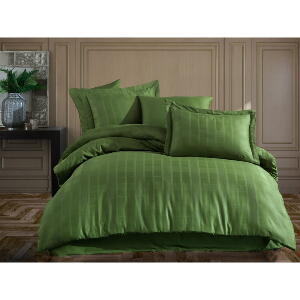 Lenjerie de pat din bumbac satinat pentru pat dublu Hobby Ekose, 200 x 220 cm, verde