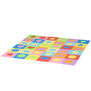 HOMCOM Covor puzzle 36 bucati cu margini si forme colorate din EVA antiderapanta