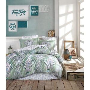 Lenjerie de pat din bumbac satinat pentru pat single Primacasa by Türkiz Mavarova, 155 x 200 cm, verde