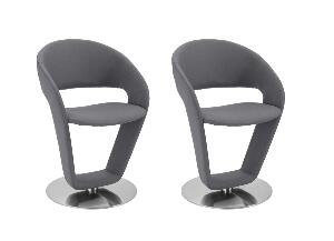 Set 2 scaune rotative tapitate cu stofa si picioare metalice, Firona Gri Deschis / Crom, l62xA62xH90 cm