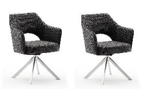 Set 2 scaune rotative tapitate cu stofa si picioare metalice, Tonala Antracit / Crom, l64xA61xH85 cm