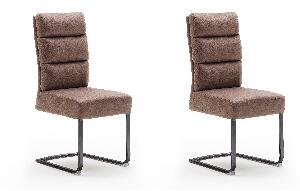 Set 2 scaune tapitate cu stofa si picioare metalice, Rochester Capuccino / Negru, l46xA64xH103 cm