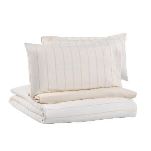 Lenjerie de pat cu cearșaf din bumbac organic La Forma Kalid, 220 x 220 cm, alb - crem