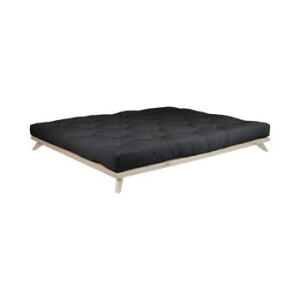 Pat dublu din lemn de pin cu saltea Karup Design Senza Comfort Mat Natural/Black, 140 x 200 cm