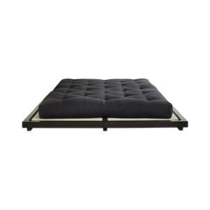 Pat dublu din lemn de pin cu saltea și tatami Karup Design Dock Comfort Mat Black/Black, 140 x 200 cm